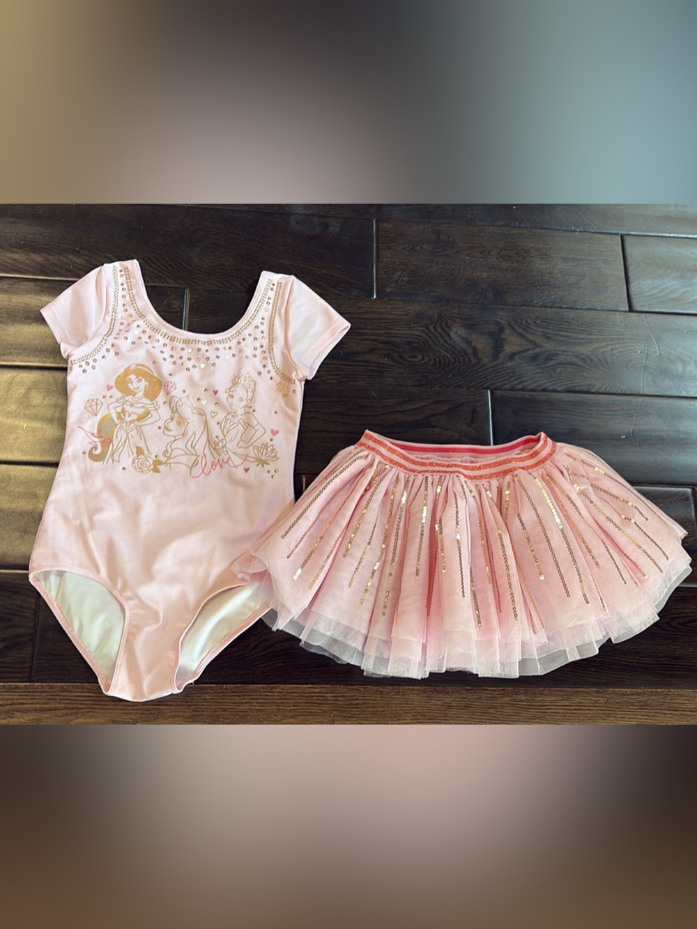 Disney Pink and Gold Princess Tutu Leotard Set